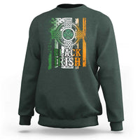 St Patrick's Day Black Irish Sweatshirt Vintage American Flag Celtic Cross