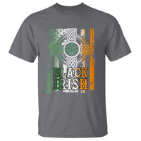 St Patrick's Day Black Irish T Shirt Vintage American Flag Celtic Cross