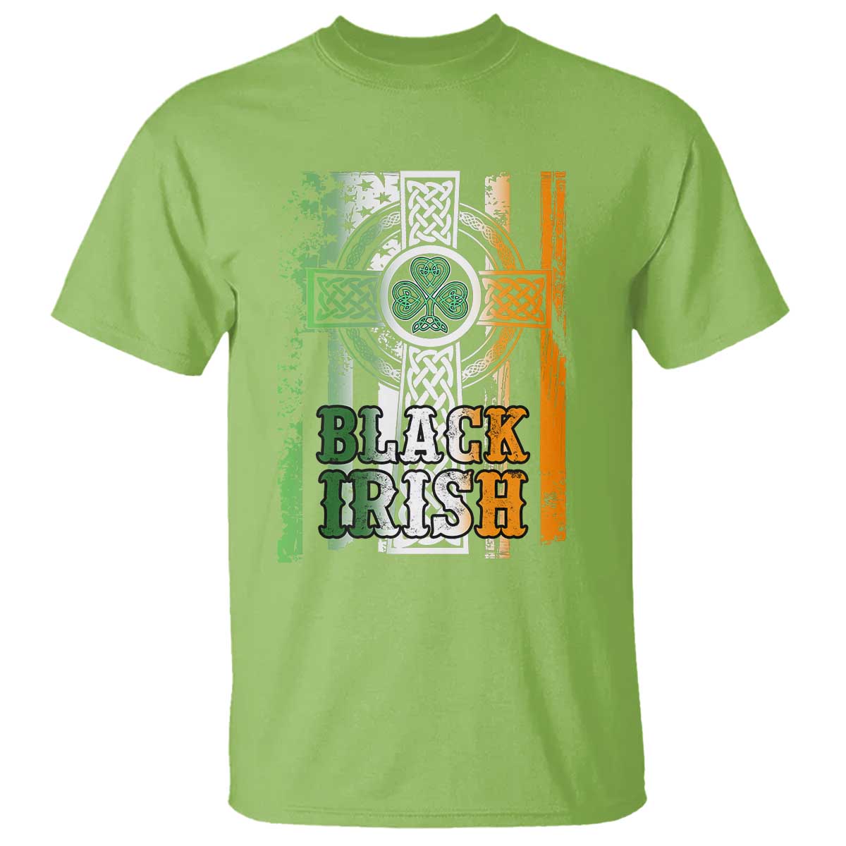 St Patrick's Day Black Irish T Shirt Vintage American Flag Celtic Cross