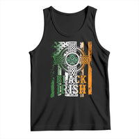 St Patrick's Day Black Irish Tank Top Vintage American Flag Celtic Cross