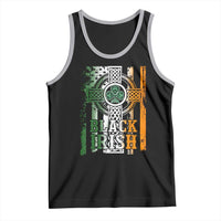 St Patrick's Day Black Irish Tank Top Vintage American Flag Celtic Cross