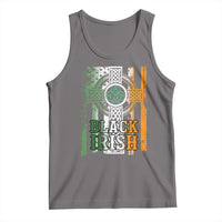 St Patrick's Day Black Irish Tank Top Vintage American Flag Celtic Cross