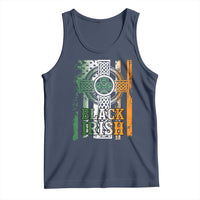 St Patrick's Day Black Irish Tank Top Vintage American Flag Celtic Cross