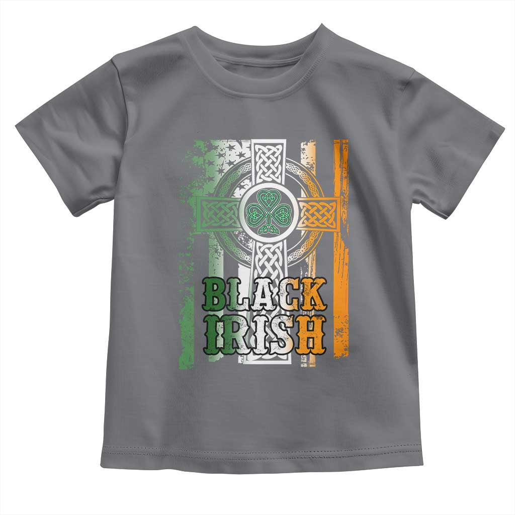 St Patrick's Day Black Irish Toddler T Shirt Vintage American Flag Celtic Cross
