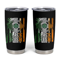 St Patrick's Day Black Irish Tumbler Cup Vintage American Flag Celtic Cross