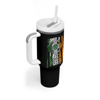 St Patrick's Day Black Irish Tumbler With Handle Vintage American Flag Celtic Cross