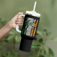 St Patrick's Day Black Irish Tumbler With Handle Vintage American Flag Celtic Cross