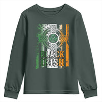 St Patrick's Day Black Irish Youth Sweatshirt Vintage American Flag Celtic Cross