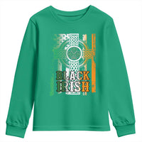 St Patrick's Day Black Irish Youth Sweatshirt Vintage American Flag Celtic Cross