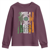 St Patrick's Day Black Irish Youth Sweatshirt Vintage American Flag Celtic Cross