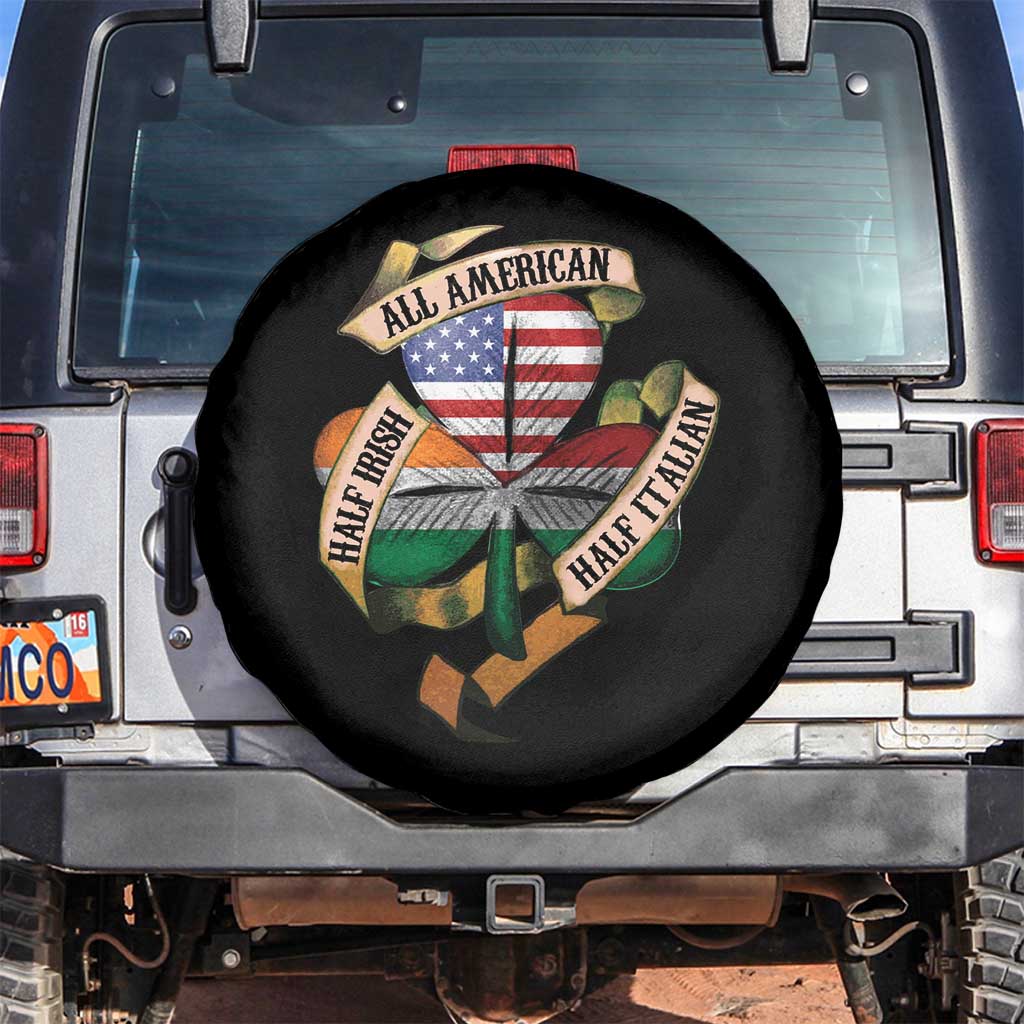 Half Irish Half Italian All American Spare Tire Cover Vintage Flag Shamrock Heritage