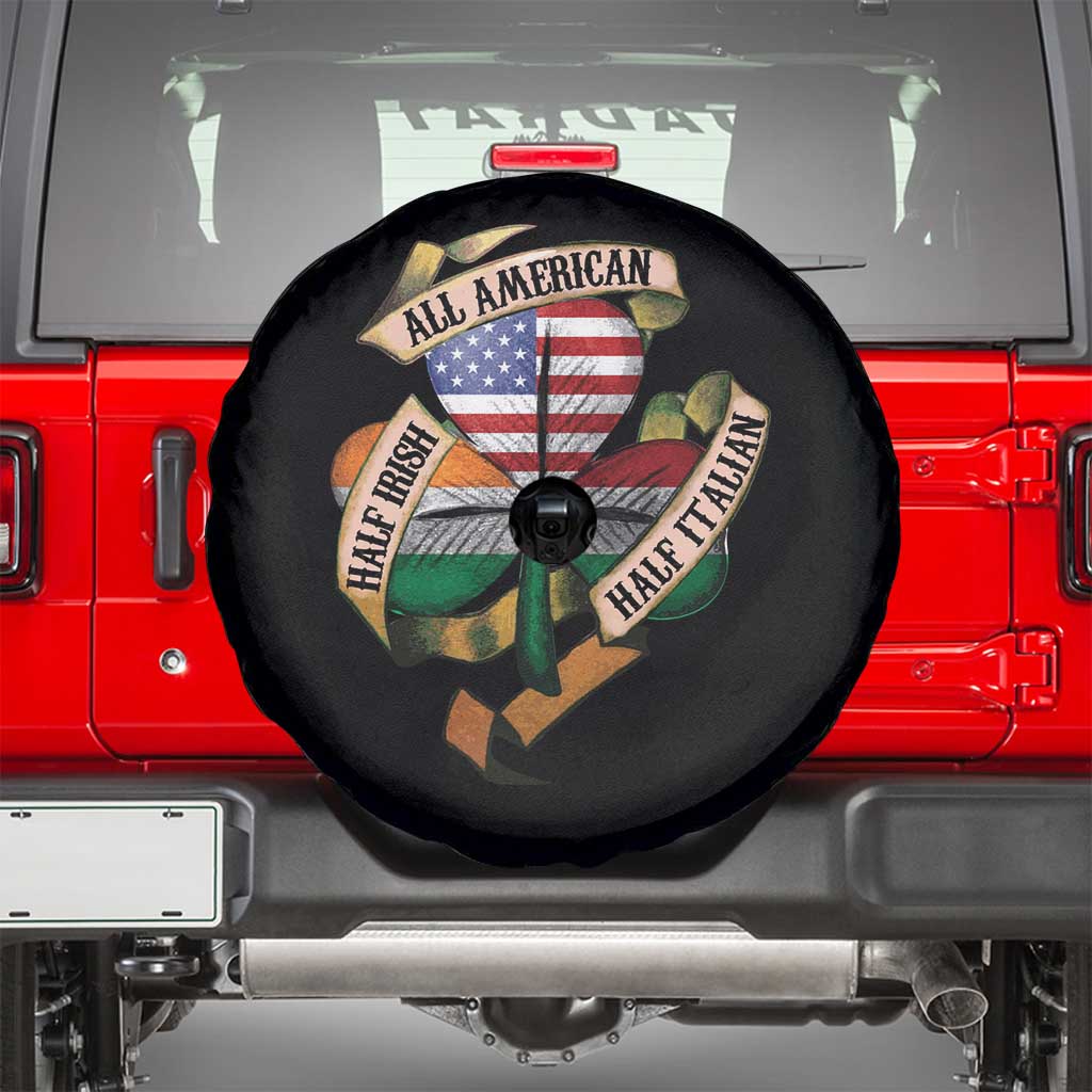 Half Irish Half Italian All American Spare Tire Cover Vintage Flag Shamrock Heritage