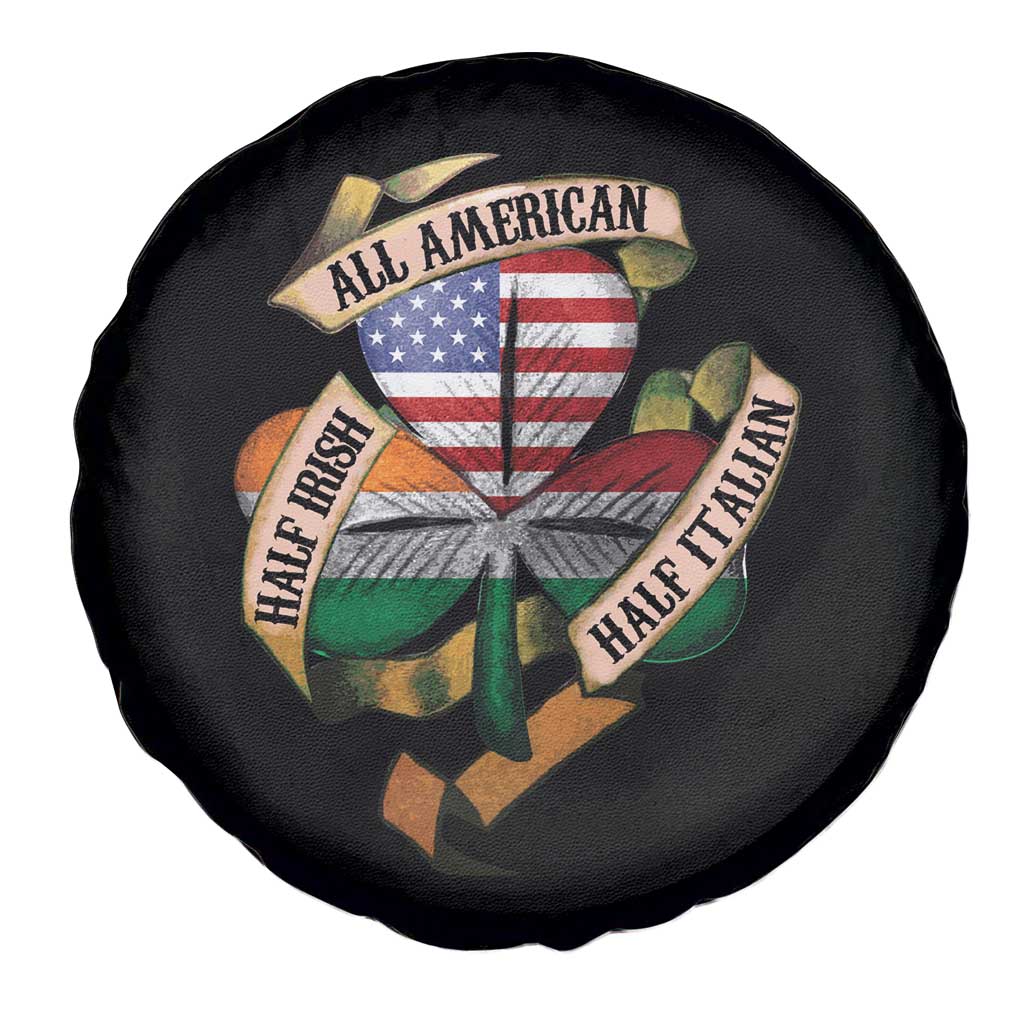 Half Irish Half Italian All American Spare Tire Cover Vintage Flag Shamrock Heritage