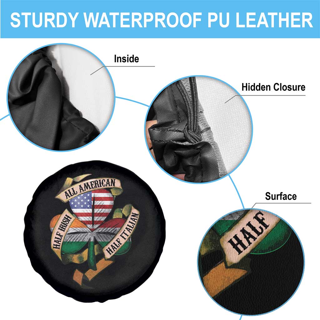 Half Irish Half Italian All American Spare Tire Cover Vintage Flag Shamrock Heritage