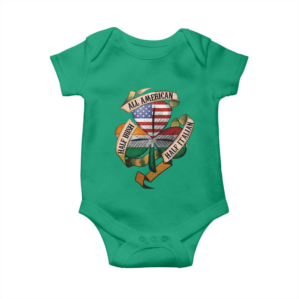 Half Irish Half Italian All American Baby Onesie Vintage Flag Shamrock Heritage