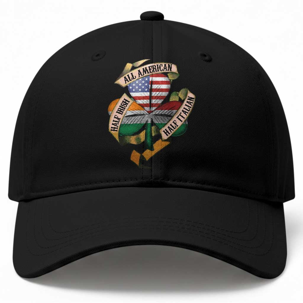 Half Irish Half Italian All American Baseball Cap Vintage Flag Shamrock Heritage
