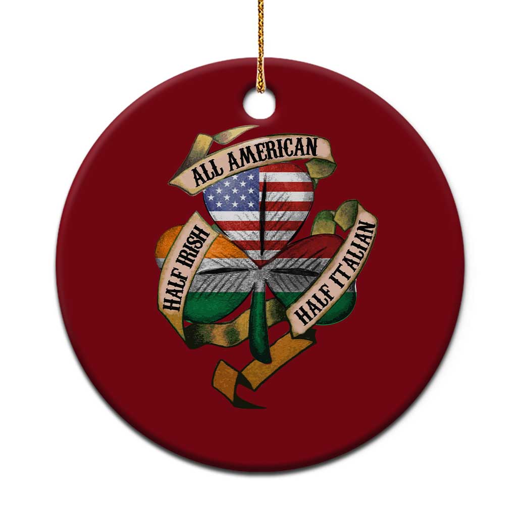 Half Irish Half Italian All American Ceramic Ornament Vintage Flag Shamrock Heritage - Wonder Print Shop