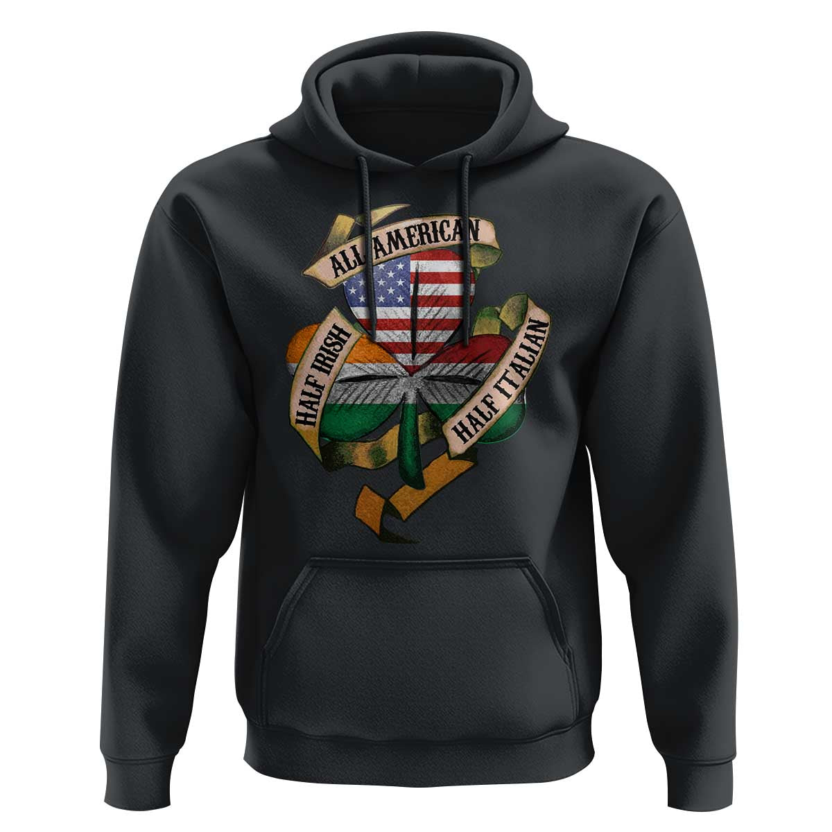 Half Irish Half Italian All American Hoodie Vintage Flag Shamrock Heritage