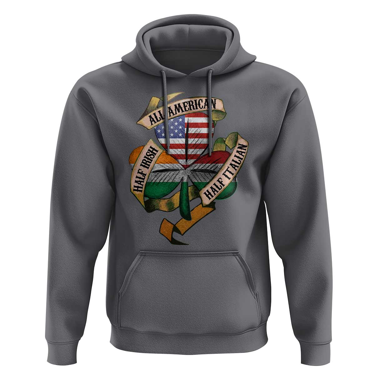 Half Irish Half Italian All American Hoodie Vintage Flag Shamrock Heritage