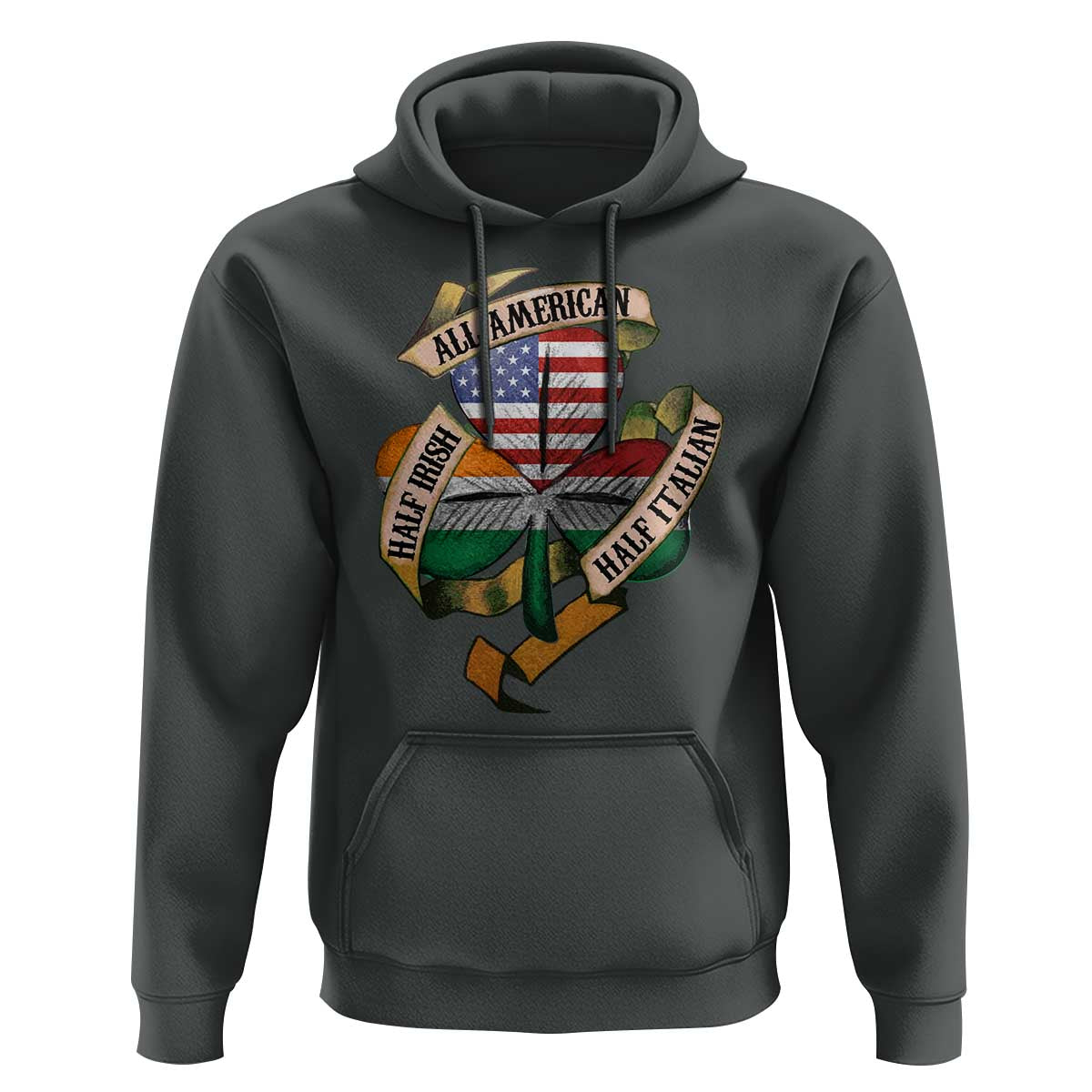 Half Irish Half Italian All American Hoodie Vintage Flag Shamrock Heritage