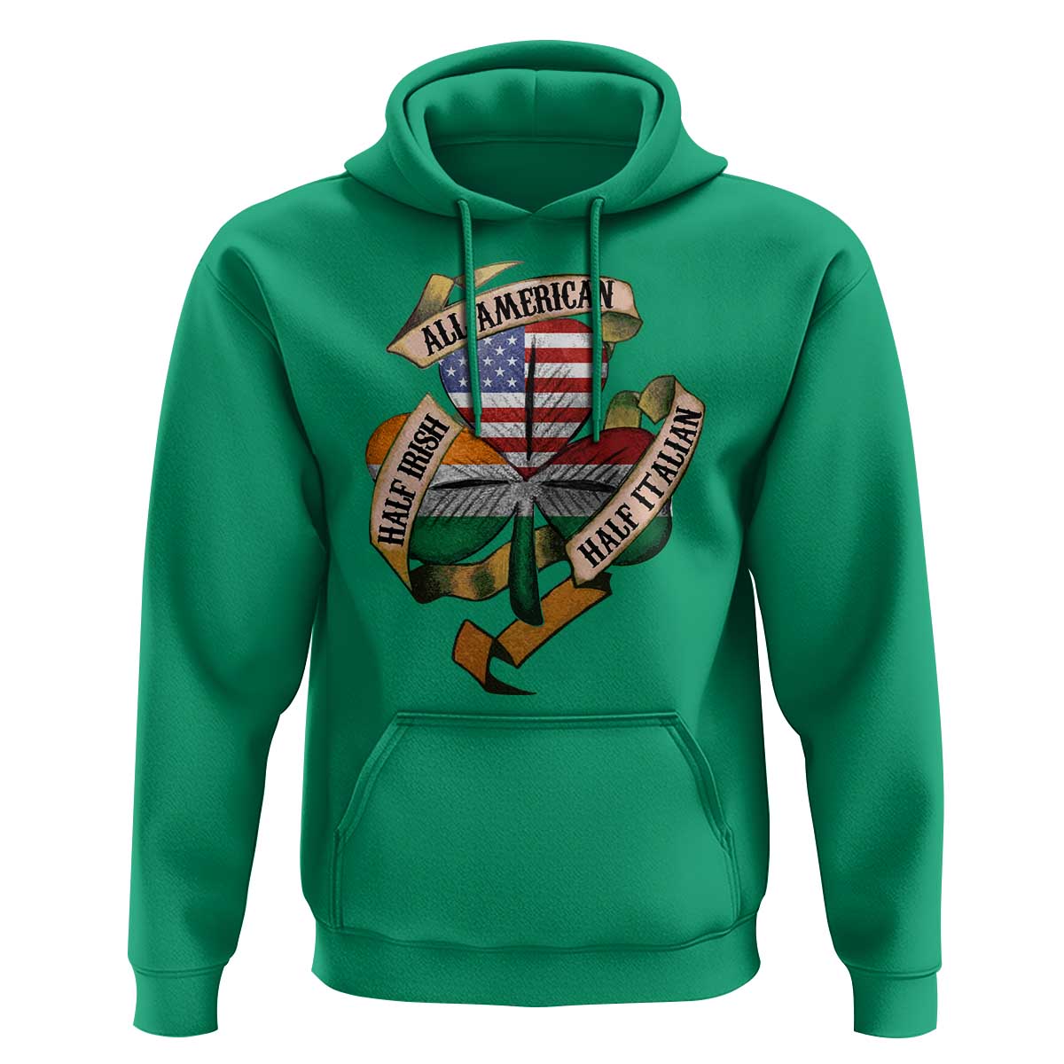 Half Irish Half Italian All American Hoodie Vintage Flag Shamrock Heritage