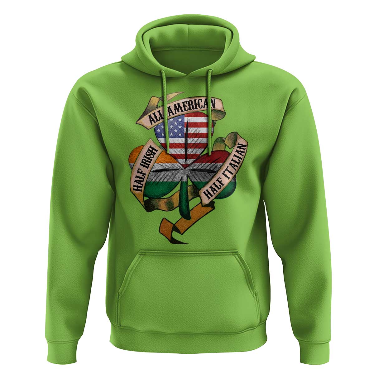 Half Irish Half Italian All American Hoodie Vintage Flag Shamrock Heritage