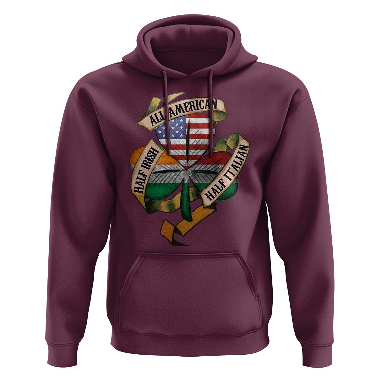 Half Irish Half Italian All American Hoodie Vintage Flag Shamrock Heritage