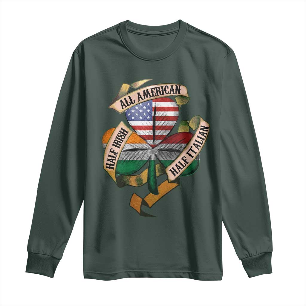 Half Irish Half Italian All American Long Sleeve Shirt Vintage Flag Shamrock Heritage