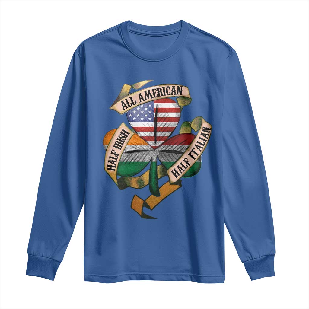 Half Irish Half Italian All American Long Sleeve Shirt Vintage Flag Shamrock Heritage