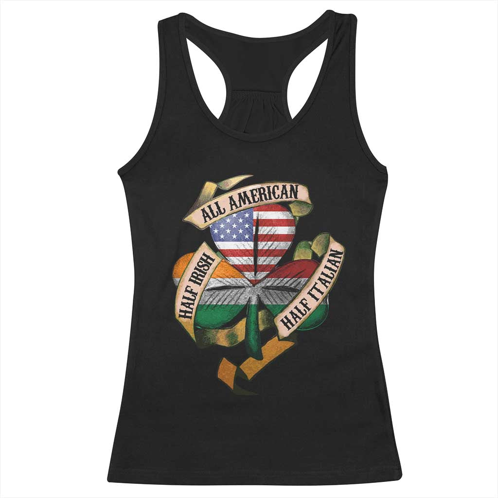 Half Irish Half Italian All American Racerback Tank Top Vintage Flag Shamrock Heritage
