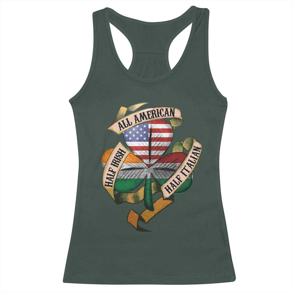 Half Irish Half Italian All American Racerback Tank Top Vintage Flag Shamrock Heritage