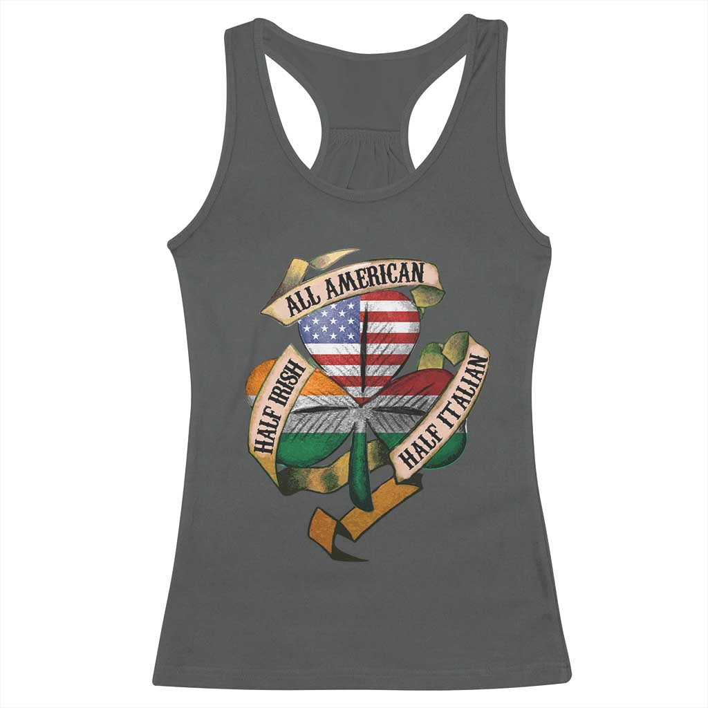 Half Irish Half Italian All American Racerback Tank Top Vintage Flag Shamrock Heritage