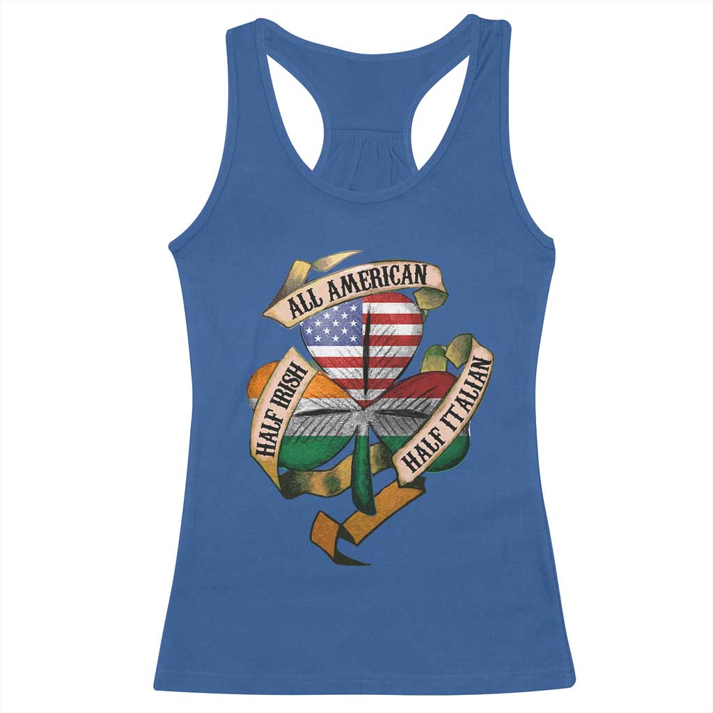 Half Irish Half Italian All American Racerback Tank Top Vintage Flag Shamrock Heritage