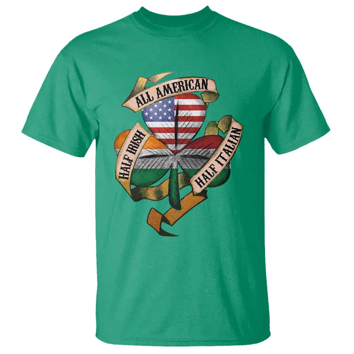 Half Irish Half Italian All American T Shirt Vintage Flag Shamrock Heritage