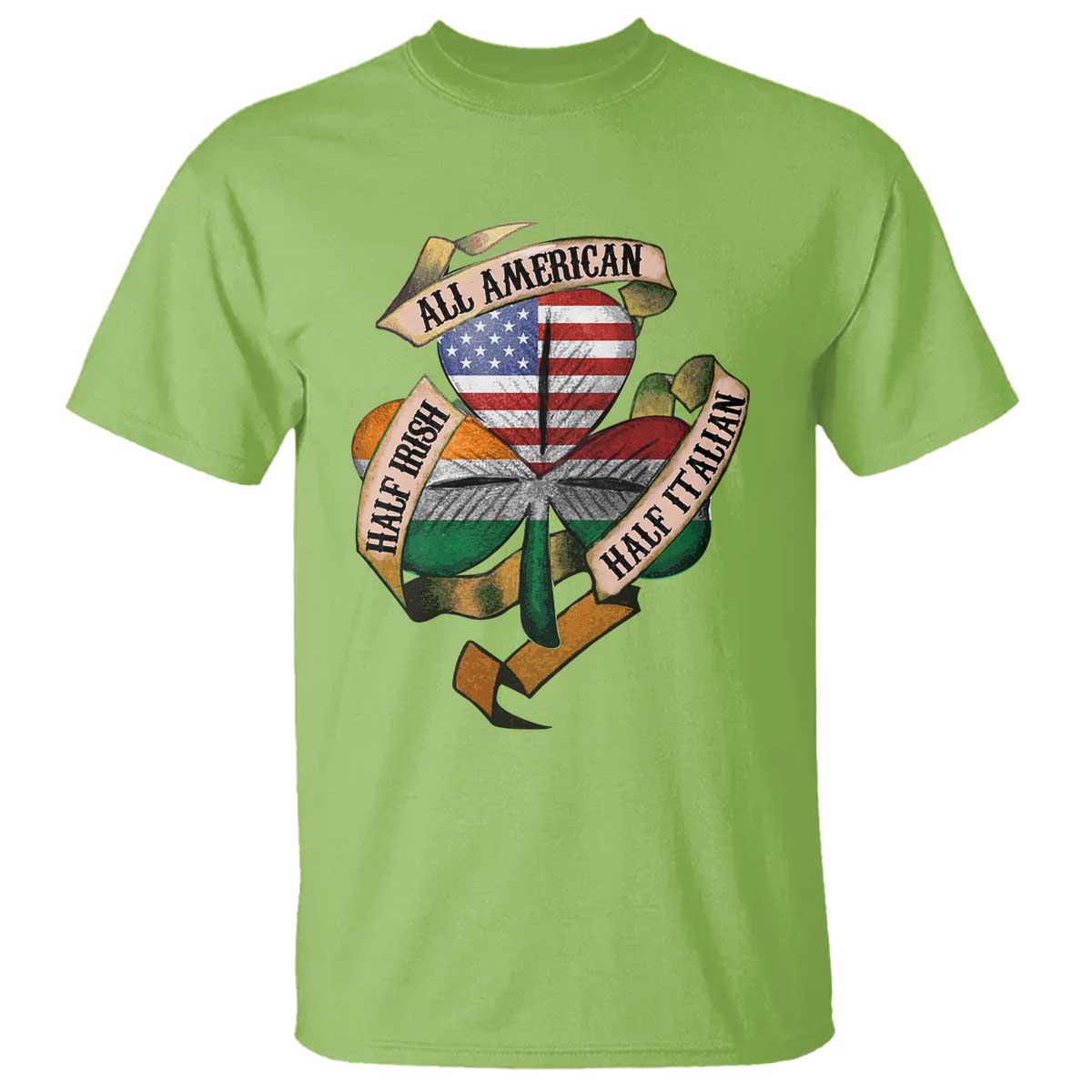 Half Irish Half Italian All American T Shirt Vintage Flag Shamrock Heritage