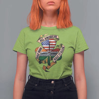 Half Irish Half Italian All American T Shirt For Women Vintage Flag Shamrock Heritage