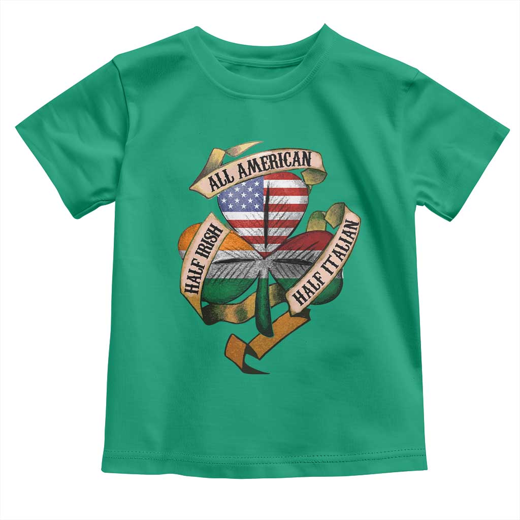 Half Irish Half Italian All American Toddler T Shirt Vintage Flag Shamrock Heritage