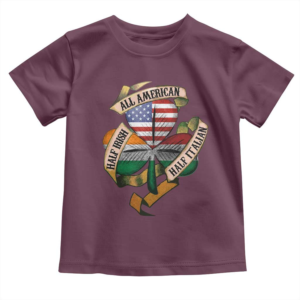 Half Irish Half Italian All American Toddler T Shirt Vintage Flag Shamrock Heritage