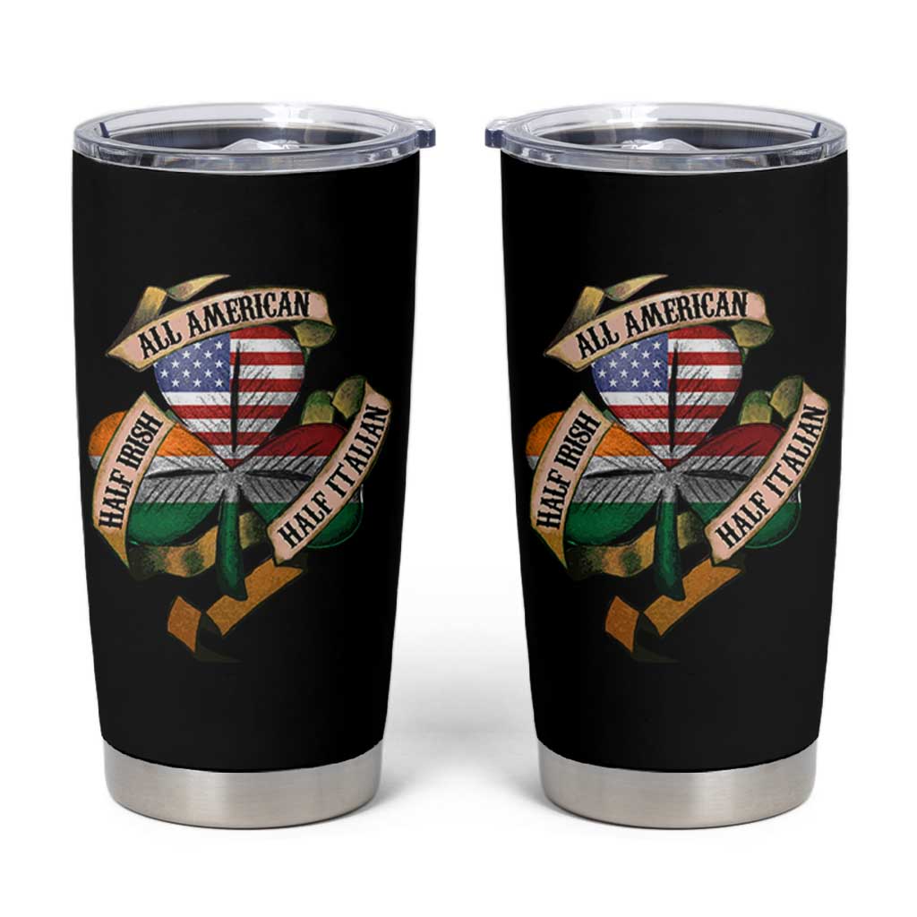 Half Irish Half Italian All American Tumbler Cup Vintage Flag Shamrock Heritage