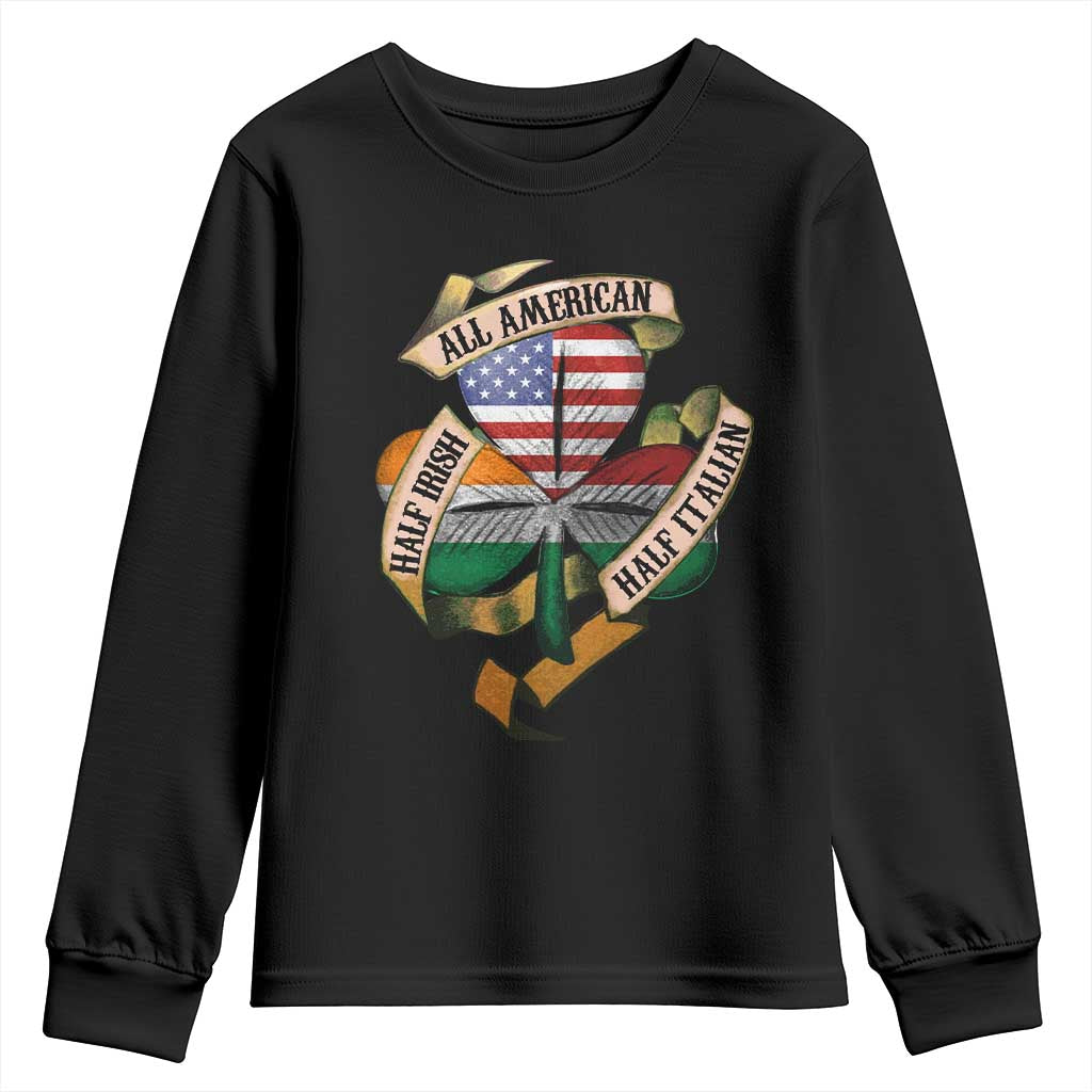 Half Irish Half Italian All American Youth Sweatshirt Vintage Flag Shamrock Heritage