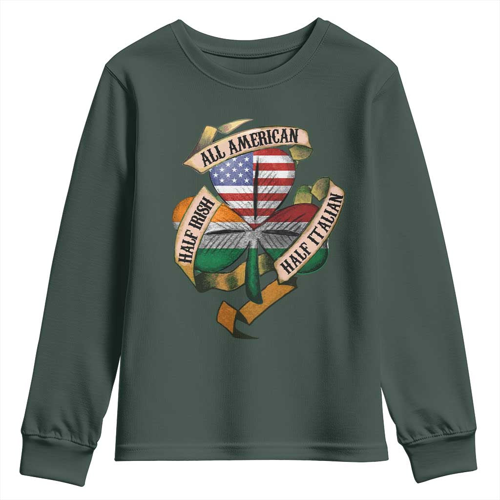 Half Irish Half Italian All American Youth Sweatshirt Vintage Flag Shamrock Heritage