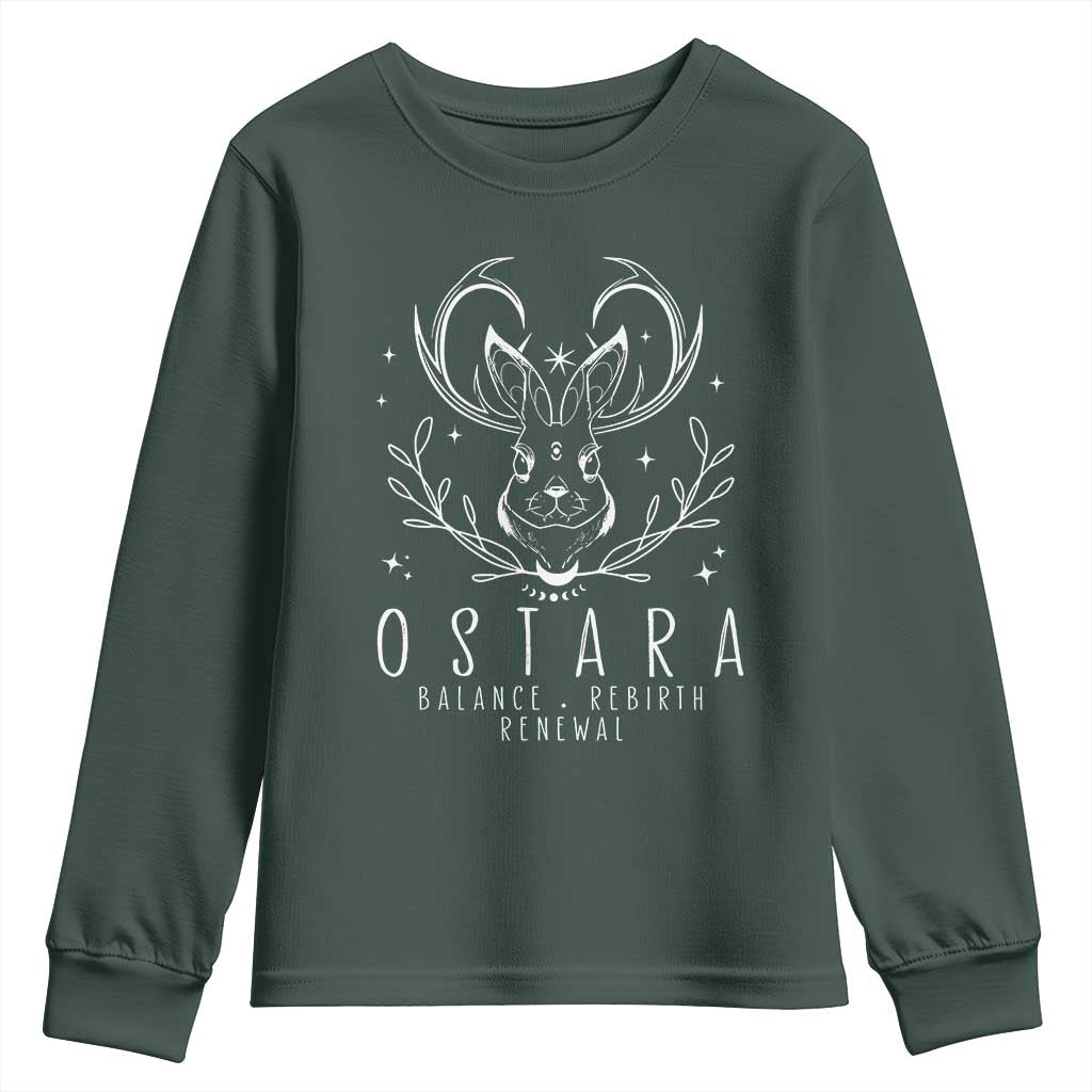 Ostara Pagan Eostre Easter Day Youth Sweatshirt Balance Rebirth Renewal Bunny