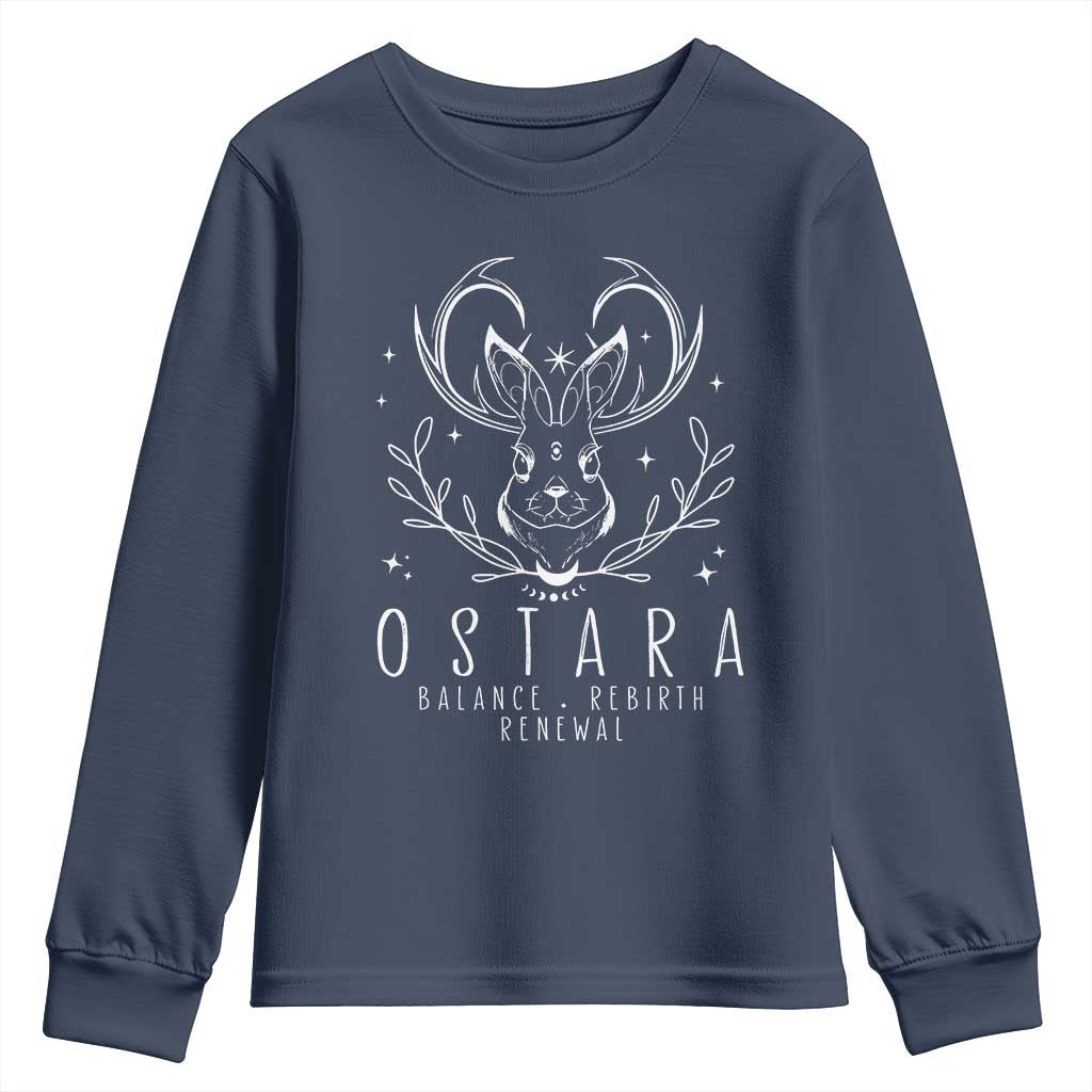 Ostara Pagan Eostre Easter Day Youth Sweatshirt Balance Rebirth Renewal Bunny