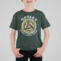 Ostara Balance Rebirth Renewal T Shirt For Kid Ostara Pagan Eostre Easter Day Three Hares