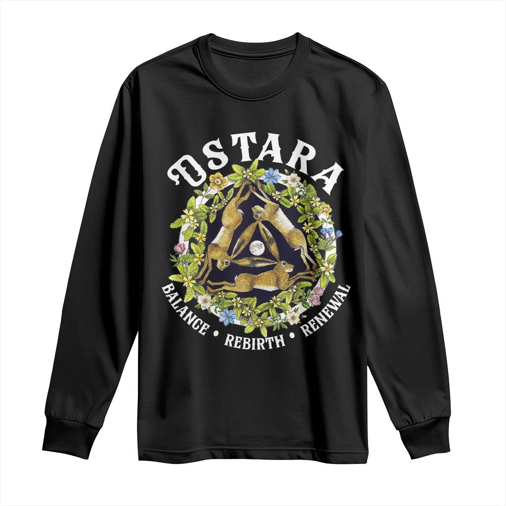 Ostara Balance Rebirth Renewal Long Sleeve Shirt Ostara Pagan Eostre Easter Day Three Hares