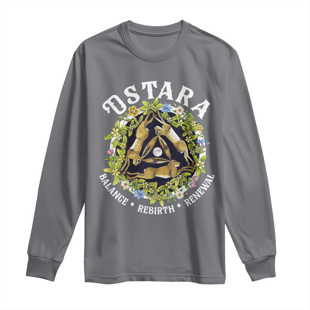 Ostara Balance Rebirth Renewal Long Sleeve Shirt Ostara Pagan Eostre Easter Day Three Hares
