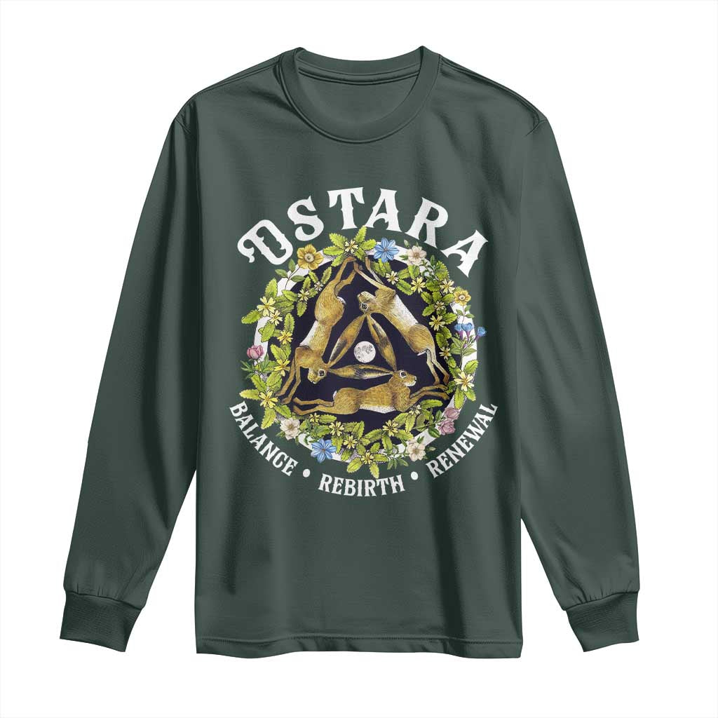 Ostara Balance Rebirth Renewal Long Sleeve Shirt Ostara Pagan Eostre Easter Day Three Hares