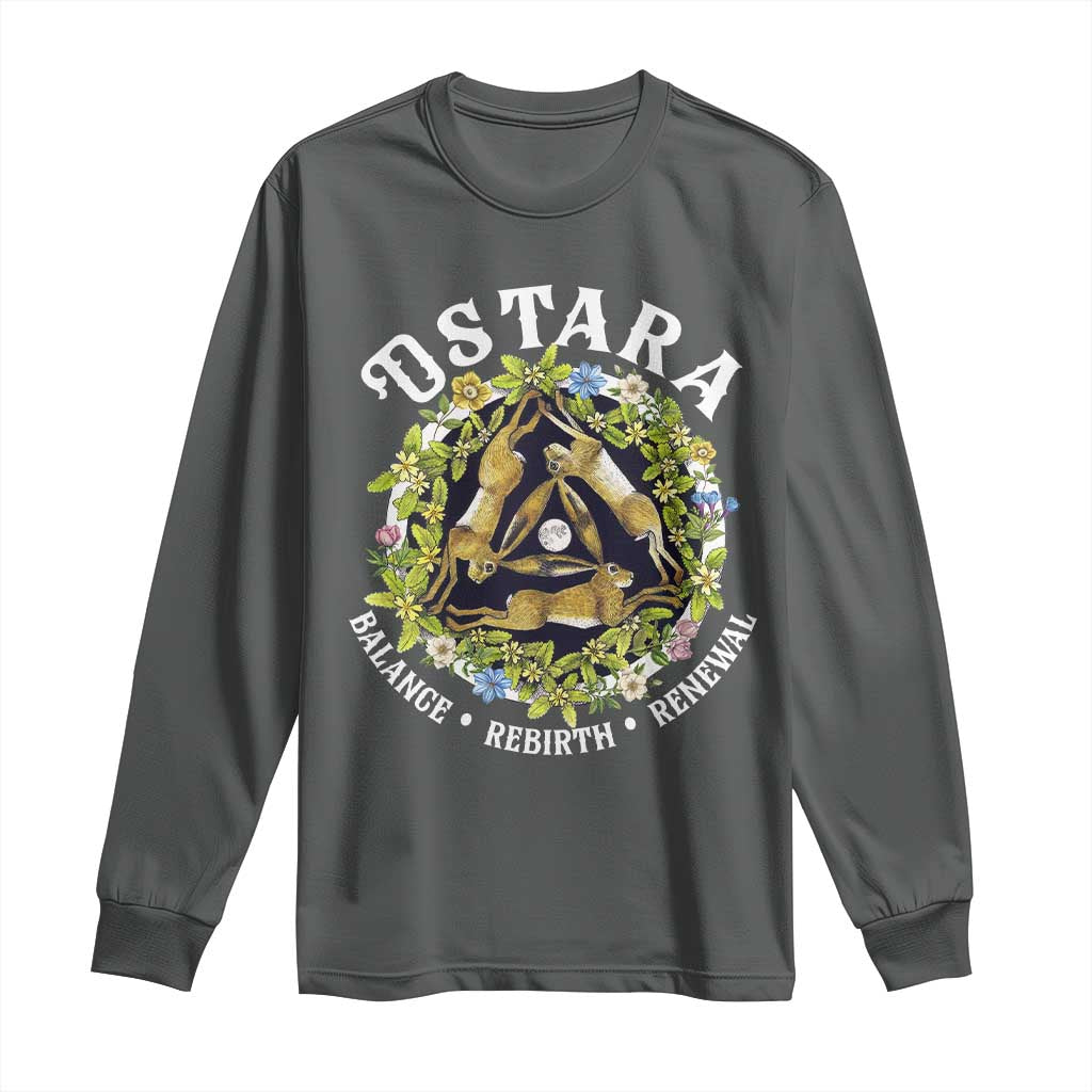 Ostara Balance Rebirth Renewal Long Sleeve Shirt Ostara Pagan Eostre Easter Day Three Hares