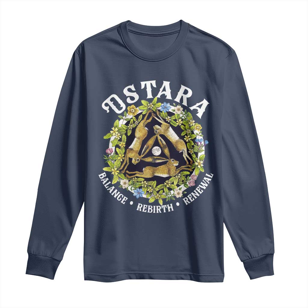 Ostara Balance Rebirth Renewal Long Sleeve Shirt Ostara Pagan Eostre Easter Day Three Hares