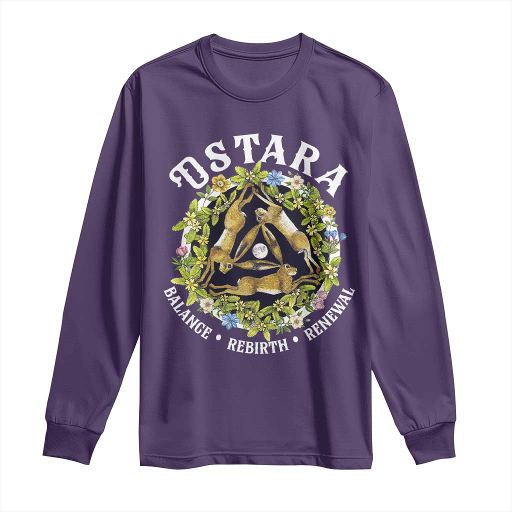 Ostara Balance Rebirth Renewal Long Sleeve Shirt Ostara Pagan Eostre Easter Day Three Hares